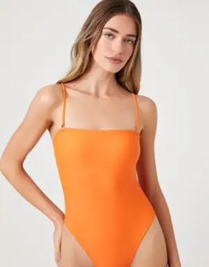 Forever 21 High Leg One Piece Swimsuit Tangerine