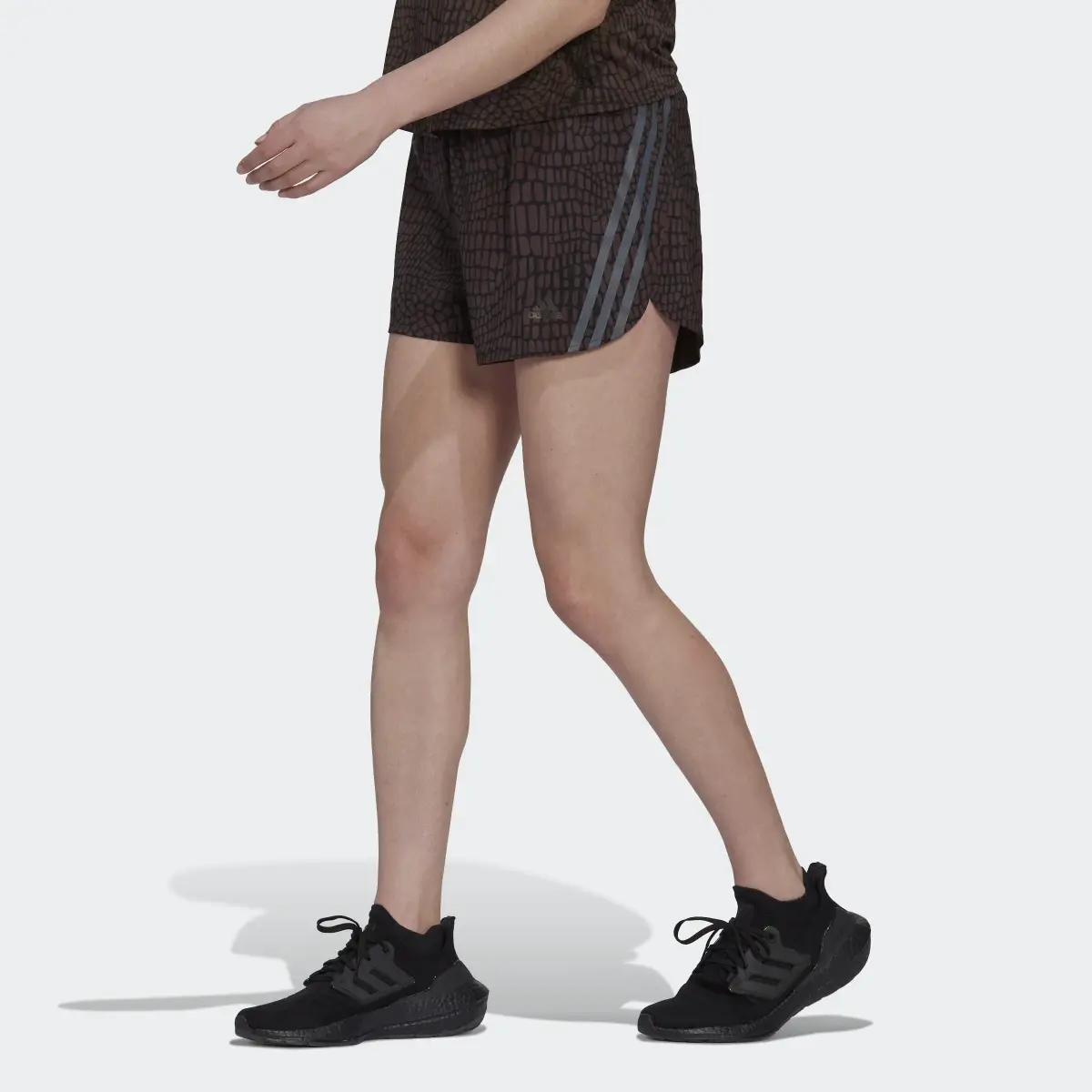 Adidas Run Icons 3-Stripes Crocodile Print Running Shorts. 1