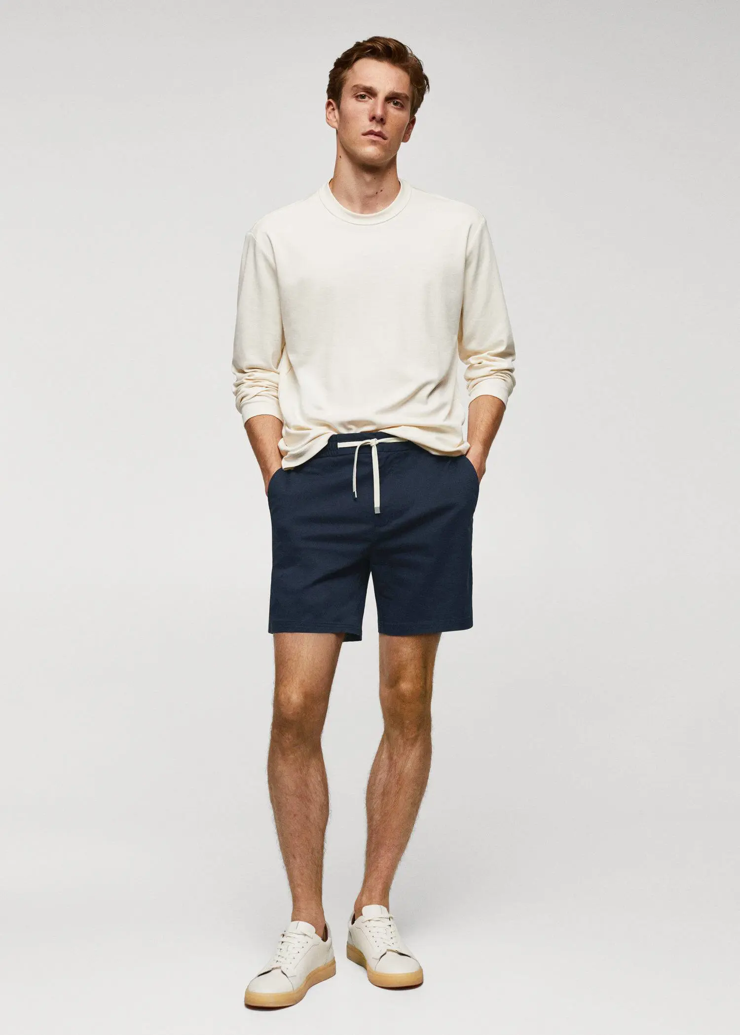 Mango Cotton shorts with drawstring. 1