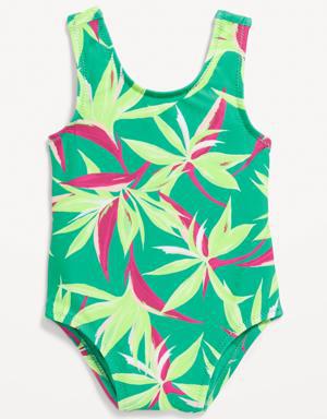 Printed Back Tie-Cutout One-Piece Swimsuit for Baby blue