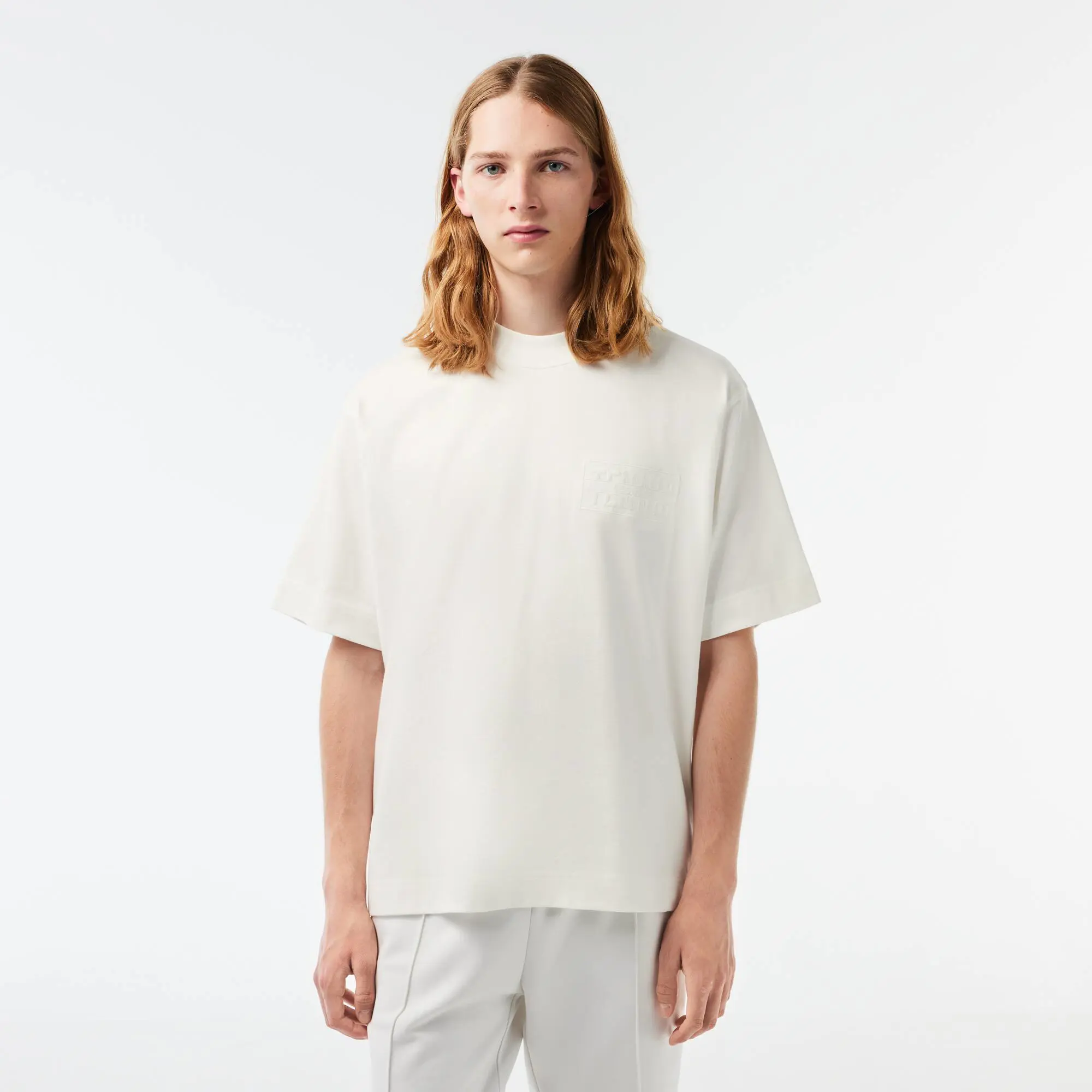 Lacoste Embroidered Loose Fit Cotton T-shirt. 1