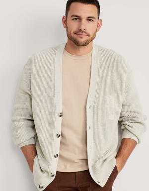 Loose-Fit Button-Front Cardigan for Men gray