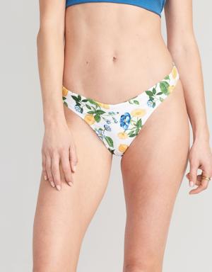 Low-Rise V-Front French-Cut Bikini Swim Bottoms yellow