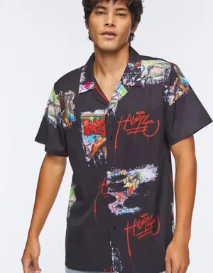 Forever 21 Hustle Graffiti Graphic Shirt Black/Multi