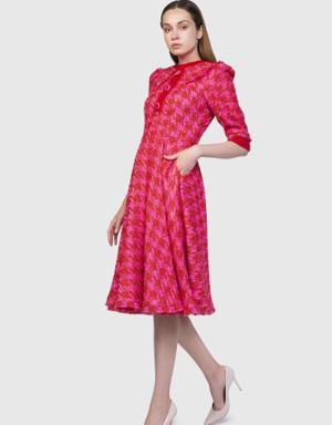 Knitwear And Button Detailed Midi Length Pink Dress
