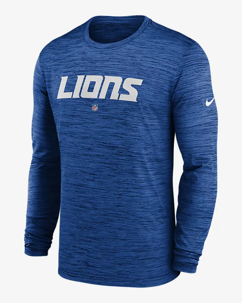 Nike Men's Detroit Lions Sideline Velocity Blue Long Sleeve T-Shirt