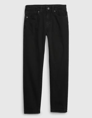 Kids Fleece-Lined Girlfriend Jeans with Washwell black