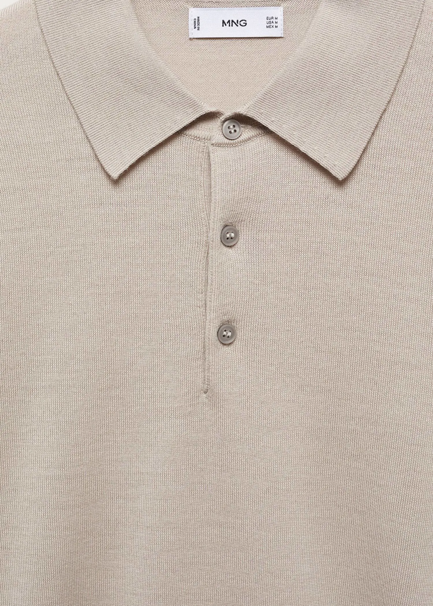 Mango 100% merino wool long- sleeved polo shirt. 1