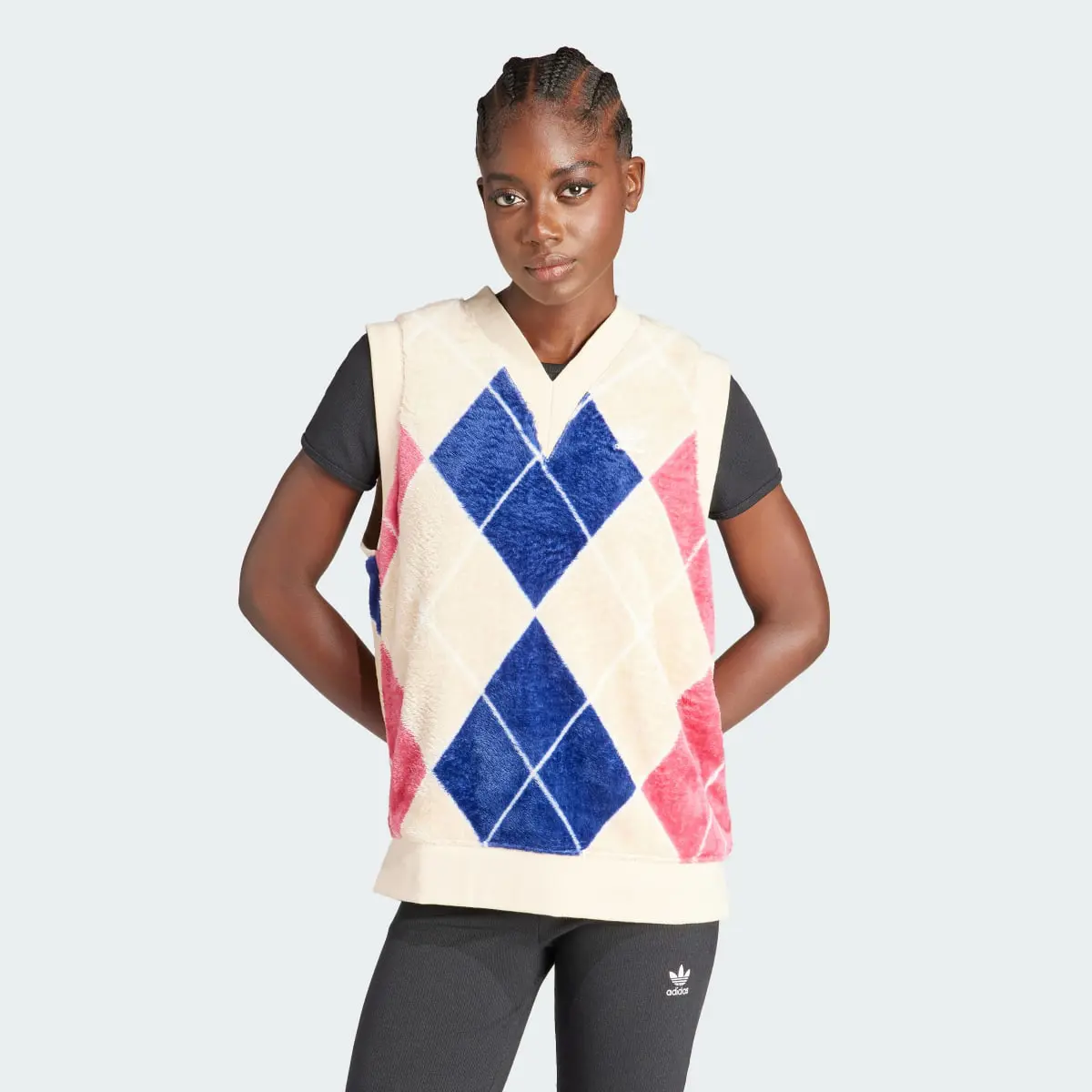 Adidas Argyle Fluffy V-neck Vest. 2