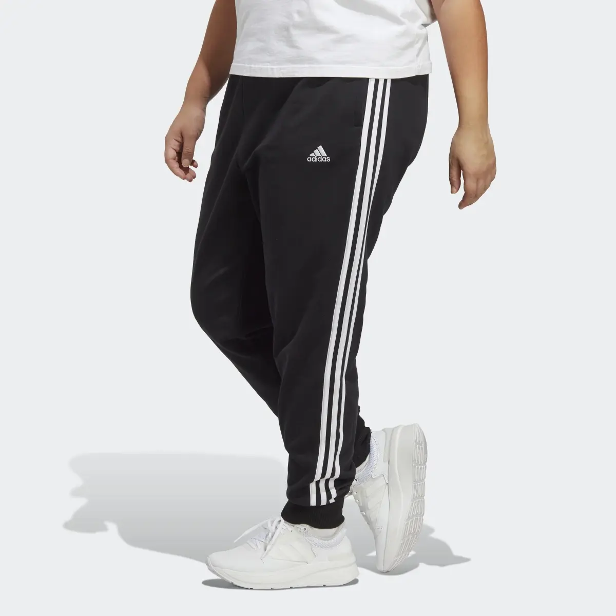 Adidas Essentials 3-Stripes French Terry Cuffed Joggers (Plus Size). 1