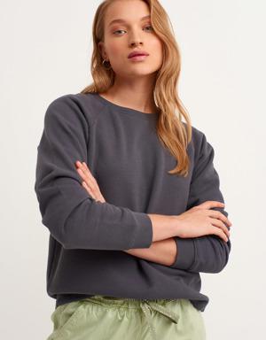 Zero-Neck Crop Sweatshirt