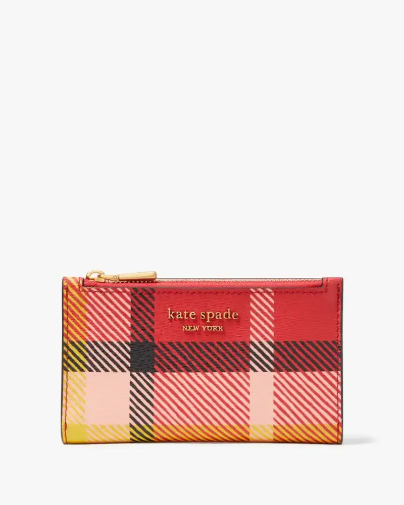 Kate Spade Morgan Museum Plaid Small Slim Bifold Wallet. 1