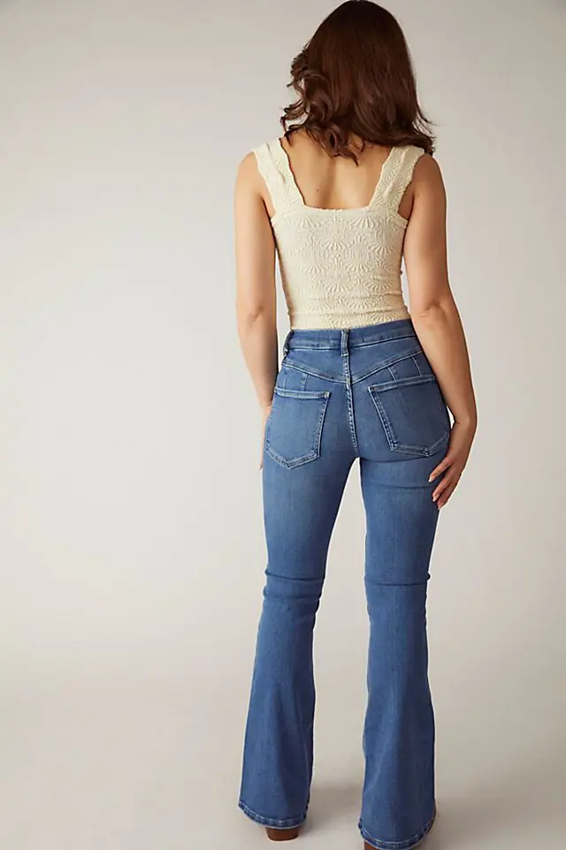 Free People CRVY Infinite Stretch Pull-On Flare Jeans. 3