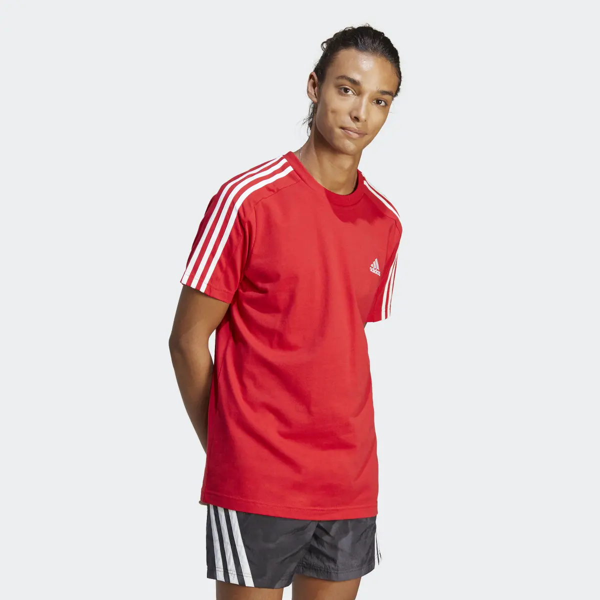 Adidas Essentials Single Jersey 3-Streifen T-Shirt. 2
