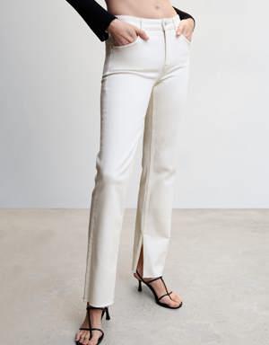 Medium-rise straight jeans with slits