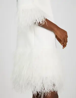 Feather Trim Crepe Dress