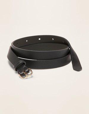 Skinny Faux-Leather Belt For Women (0.50-Inch)