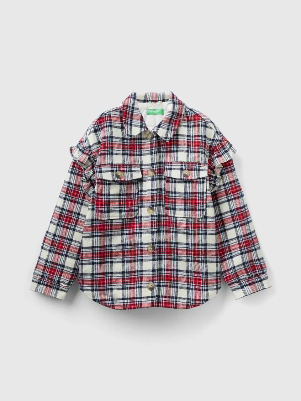 Benetton padded check jacket with ruffles. 1