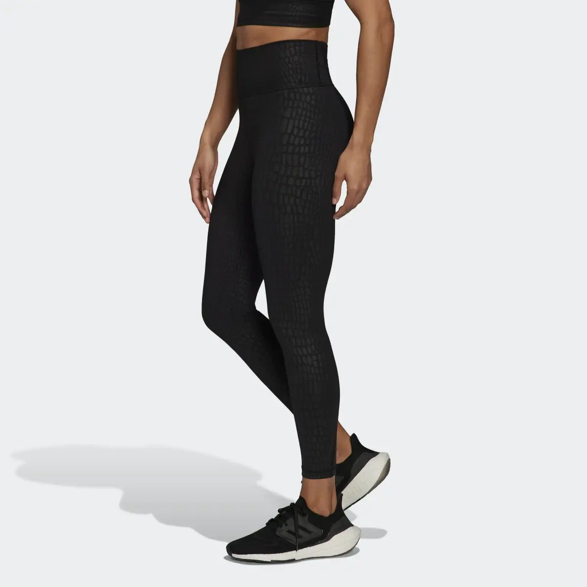 Adidas Optime Training Croc Emboss 7/8 Leggings. 2