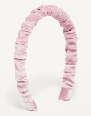 Ruched Fabric-Covered Headband for Girls pink