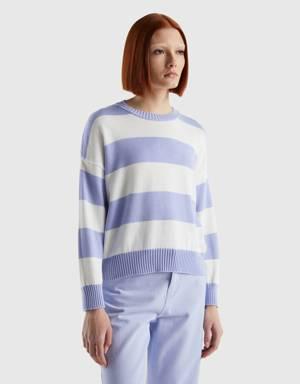 striped sweater in tricot cotton