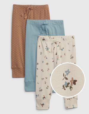 Baby 100% Organic Cotton Print Pants (3-Pack) brown