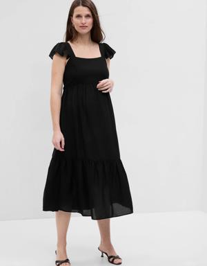 Maternity Flutter Sleeve Midi Dress black