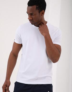 Beyaz Basic Kısa Kol Standart Kalıp O Yaka Erkek T-Shirt - 87911
