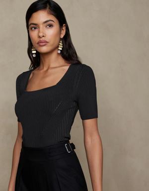 Banana Republic Hayden Square-Neck Top black