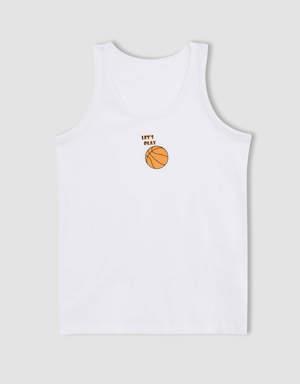 Erkek Çocuk Regular Fit Basketbol Topu Desenli Pamuklu 2'li Atlet
