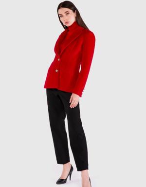 Metal Button Cachet Fabric Blazer Red Jacket