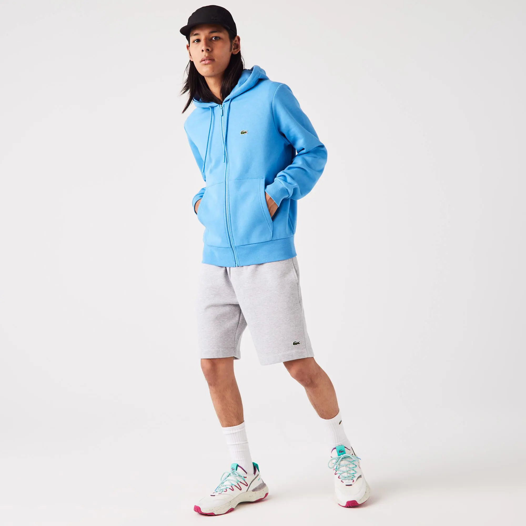 Lacoste Men's Kangaroo Pocket Zip-Up Fleece Hoodie. 1 Lacoste Men's Kangaroo Pocket Zip-Up Fleece Hoodie. 1