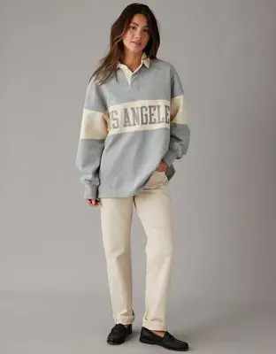 American Eagle Oversized Los Angeles Polo Fleece Sweatshirt. 1