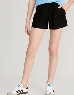 Linen-Blend Drawstring Shorts for Girls black