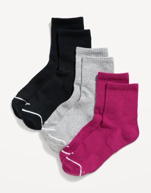 Quarter Crew Novelty Socks 3-Pack For Women pink