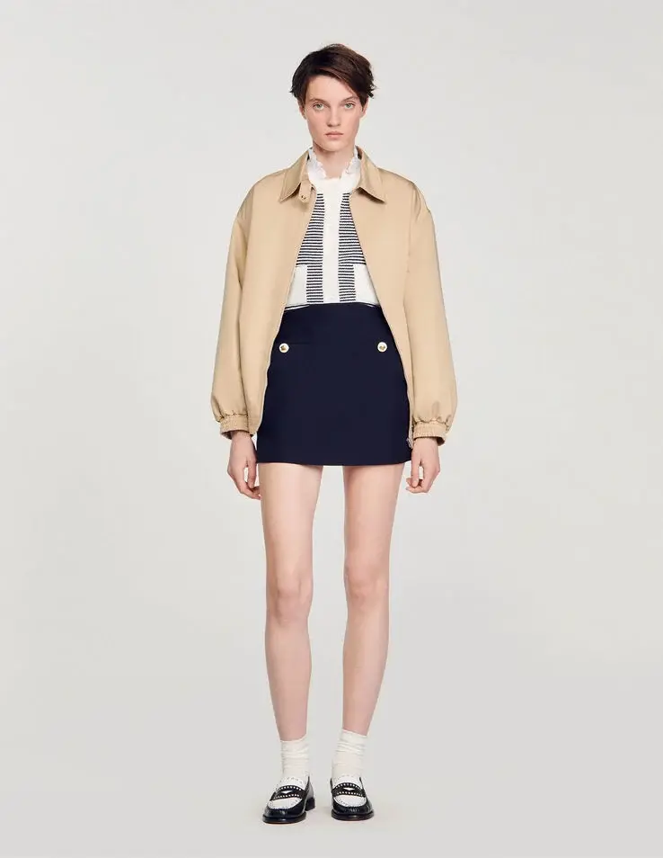 Sandro Short wool twill skirt. 1