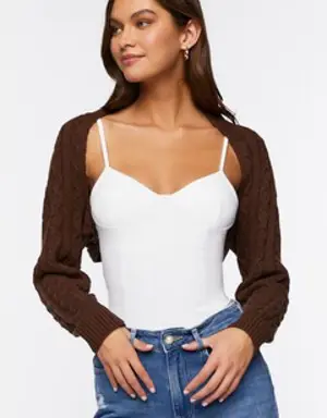 Forever 21 Cable Knit Shrug Sweater Brown