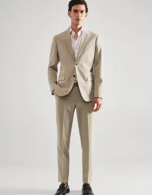 Slim-fit micro-stripe twill suit shirt