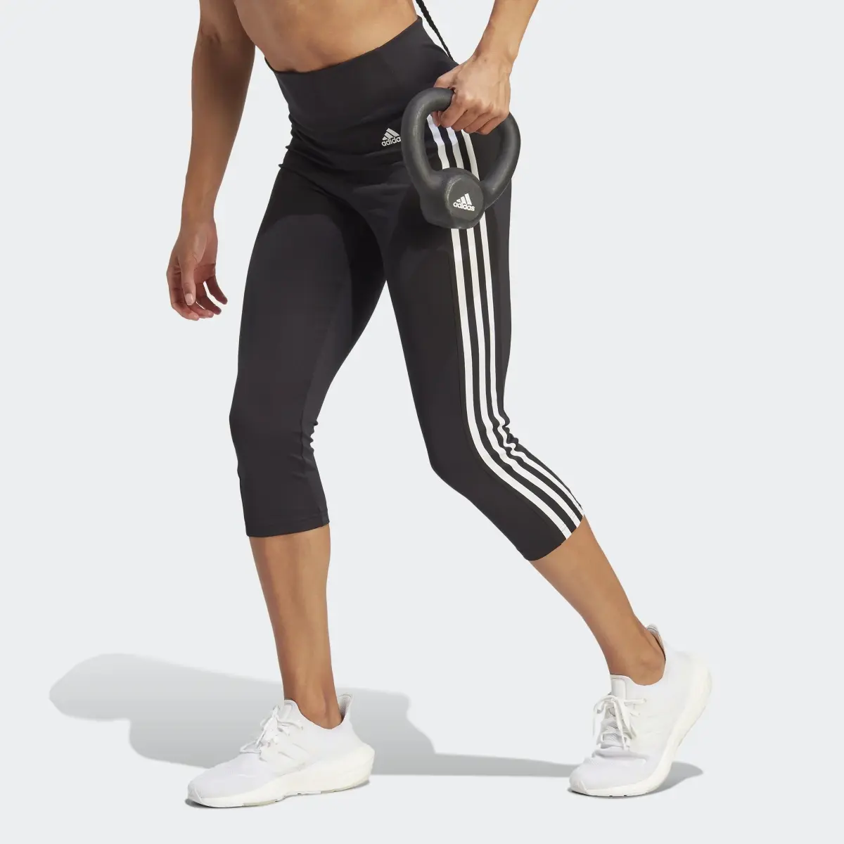 Adidas Leggings 3/4 Designed to Move High-Rise 3-Stripes Sport. 1