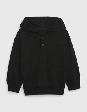 Baby Linen-Cotton Sweater Hoodie black