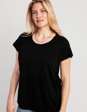 Maternity Slub-Knit Raglan Nursing Top black