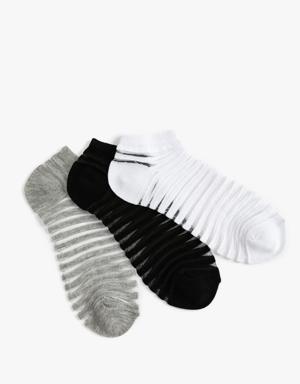 3'lü Patik Çorap Seti Transparan Kumaş Detaylı