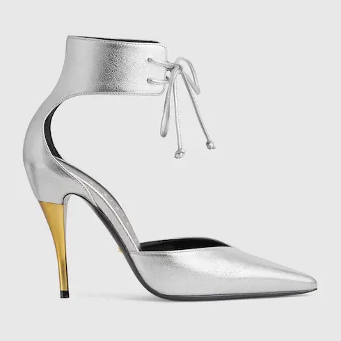 Gucci Women's high heel metallic pump. 1