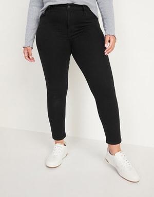 High-Waisted Wow Super-Skinny Black-Wash Ankle Jeans for Women