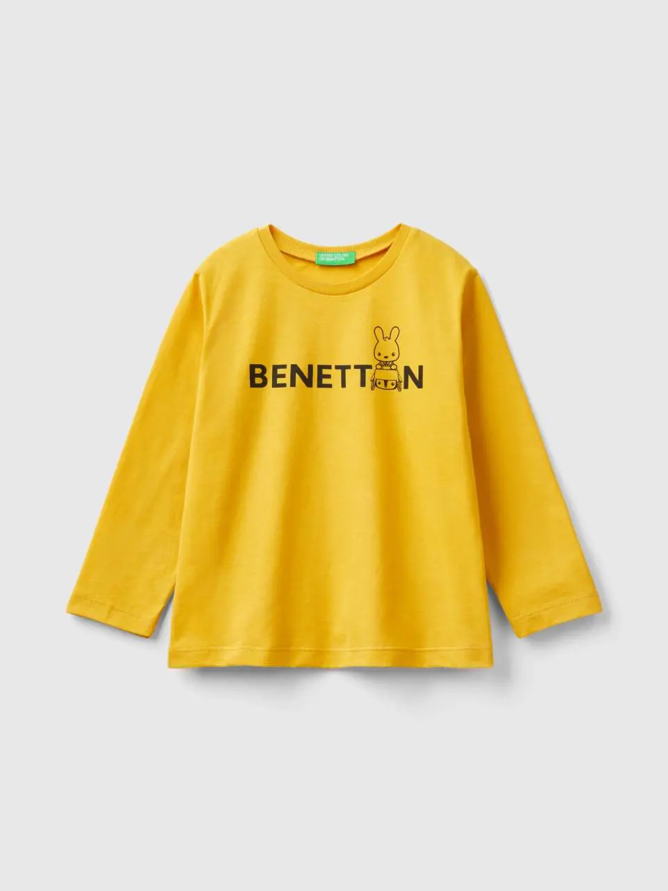 Benetton crew neck t-shirt in warm organic cotton. 1