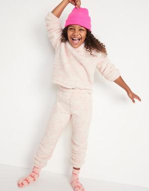 Cozy Sherpa Cowl-Neck Pajama Top & Joggers Set for Girls
