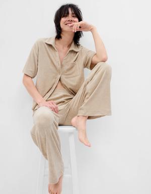 Towel Terry Wide Leg Pants beige