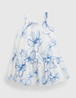 Baby Linen-Cotton Smocked Dress multi