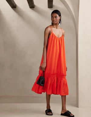 Charlize Linen Midi Dress orange