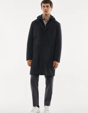 Water-repellent hooded trench coat
